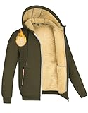 crazy bean Sweat Veste à Capuche Zippé Homme Polaire Chaud Blousons de Survetement Hiver Épais Sweatshirt avec Poches Vert L