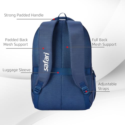 Image of Safari 38L Printed Laptop Backpack with Raincover, 4 Compartments, Bottle Holder, Organizer, School & College Bag for Boys and Girls, Office & Travel Bag for Men and Women