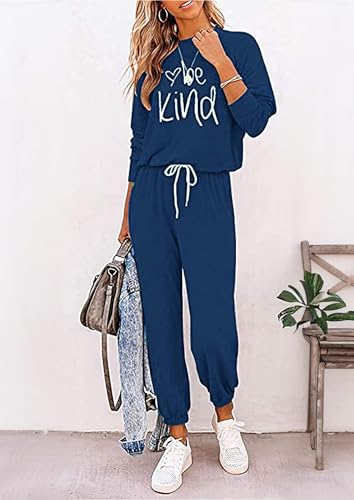 Image of PRETTYGARDEN Women's Two Piece Outfit Long Sleeve Crewneck Pullover Tops And Long Pants Tracksuit | Long Sleeve Shirts, Jogger Pants Pockets, Matching Track Suits, Fall Spring Comfy Clothes for Casual Outing, Cruise, Airport