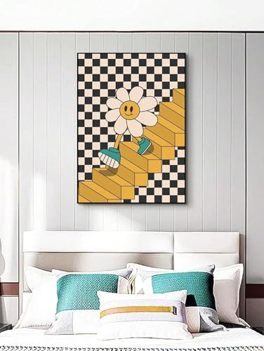 Peinture abstraite fleurs lianyibo pour habiller un grand mur vide sans cadre