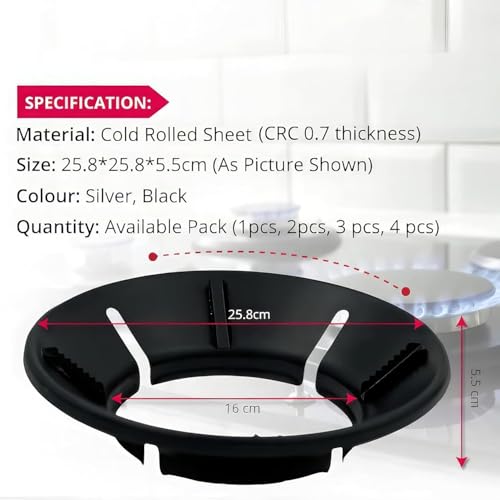 Image of Gas Saver Burner Stand | Burner Stand | Gas Saver Jali | Windproof Gas Saver Stand | Gas Saving Ring | Gas Saver Round Burner Stand, Suitable For All Gas Stove (Black, PACK OF 2)