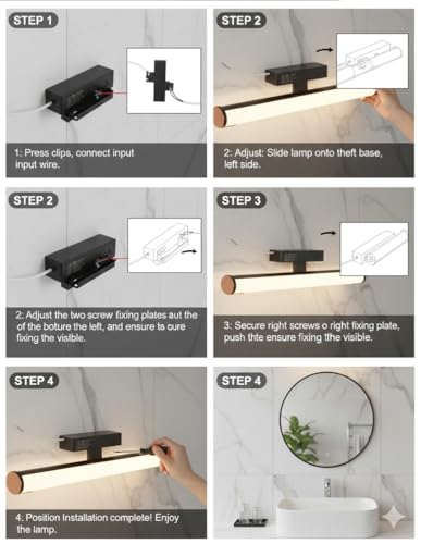 Image of Rosegold | Black Body | Dressing Table |Rose Chrome Finish | Bathroom Mirror | Vanity | Picture | Cabinet | Adjustable | Wall Mounted Light. 2 Year Warranty. (Black crome, 18w)