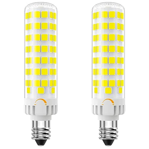 Lacnooe E11 LED Bulb Dimmable JDE11 120V 100W Halogen Equivalent T3/T4 Mini Candelabra Base 6000K Daylight White 10W 1000 Lumen E11 Bulbs for Ceiling Fans Chandeliers Cabinet Lighting 2 Pack
