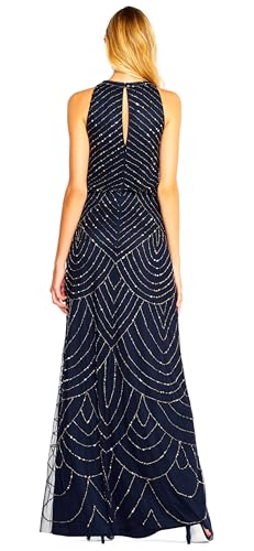 Image of Adrianna Papell Womens Halter Blouson Beaded Gown