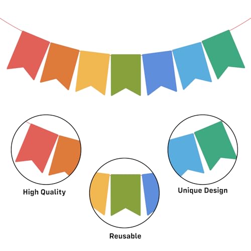 Image of Party Propz Multicolor Holi Banner - 1 Pc, (14 Flags) 34 inch Multicolor Banner for Decoration, Holi Decoration Items for Home, Outdoor, Office, Holi Decoration Items for Party (Cardstock)