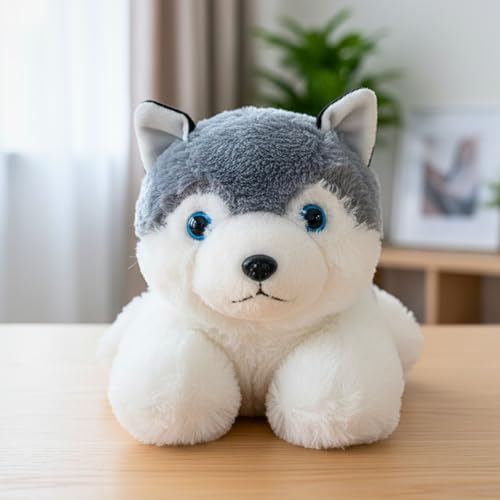Image of Tickles Husky Dog Soft Stuffed Plush Animal Toy for Kids Boys & Girls Birthday Gifts (Color: Grey Size: 28 cm)