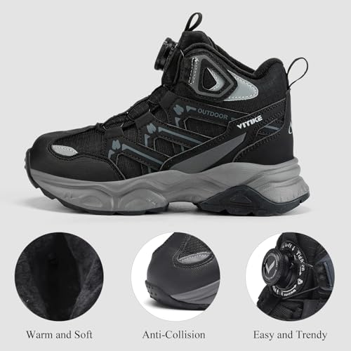 Kids Snow Boots Boys Girls Winter Shoes Warm Waterproof Slip Resistant Outdoor Hiking Walking Boot 5