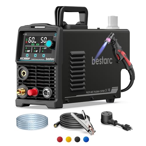 Bestarc Pilot Arc Plasma Cutter [Large LED Display][Air Sensor] 50 Amp Plasma Cutter Machine 110/220V Dual Voltage 1/2 Clean Cut 3/4 Inch Max Cut Post Flow Mesh 2T/4T for Beginners DIY Black