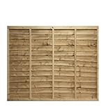 Premier Lap Wooden Fence Panel Overlapping Waney Larch, W: 6ft x H: 5ft Pressure Treated Timber for Outdoor Garden Privacy Screening & Boundary Fencing Wall Panels (182cm x 150cm)
