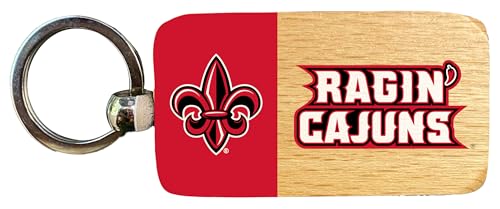 R and R Imports Louisiana at Lafayette Ragin' Cajuns 2.5 x 1-Inch Wooden Keychain Officially Licensed Collegiate Product Single