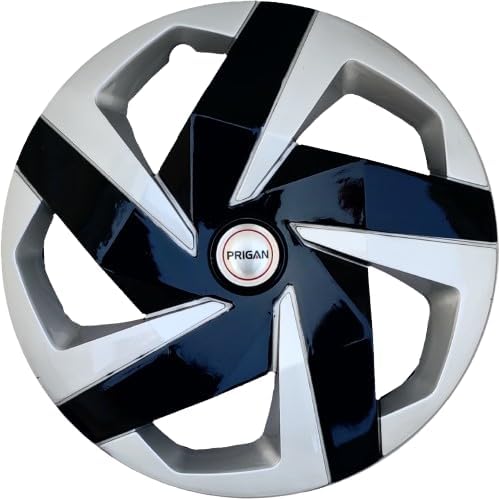 PRIGAN Wheel Cover for Universal Silver Black Wheel Cover 16" for All 16 Inch Cars (Set of 4 Pcs) (Press Fitting) Model Name- Magnite DC 16