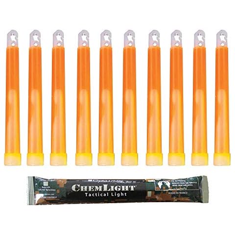 Cyalume Orange Military Grade 6'' Chemlight lightstick 15cm, Ultra High Intensity 5 minutes 10-pack Cover