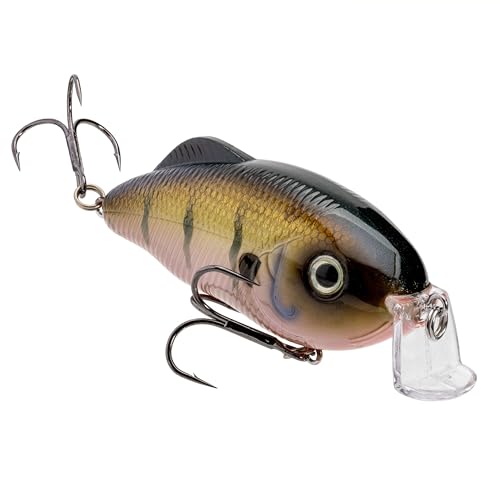 Strike King Hybrid Hunter Shallow Jr. Fishing Lure, Shallow Diving Crankbait, 90-Degree Bill, 3D Eyes, Loud Rattle, Dives 1 to 3-Feet,Size 4 & 6 Treble Hooks
