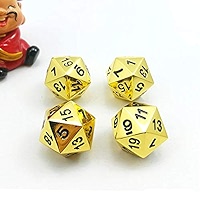 Truewon 7-Piece Solid Metal Polyhedral Dice Set - Chrome Finish, Yellow Numbers, With Black Iron Box - View #6