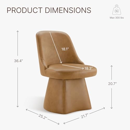 Image of KISLOT Swivel Dining Chairs Set of 1, Upholstered Mid Century Modern Deskchair with High Back, Faux Leather Kitchen Chairs for Dining Room, Bedroom, Dressing Room, Brown