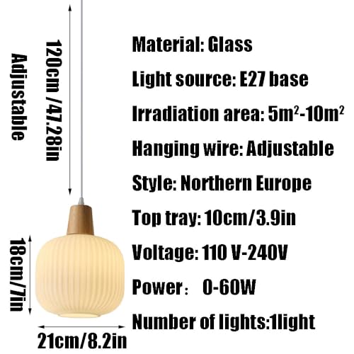 Suspension E27 en verre pour éclairage élégant du salon