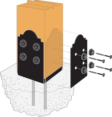 Simpson Strong-Tie APB88DSP Outdoor Accents Mission Collection ZMAX, Black Post Base Side Plate for 8X (Qty-2)