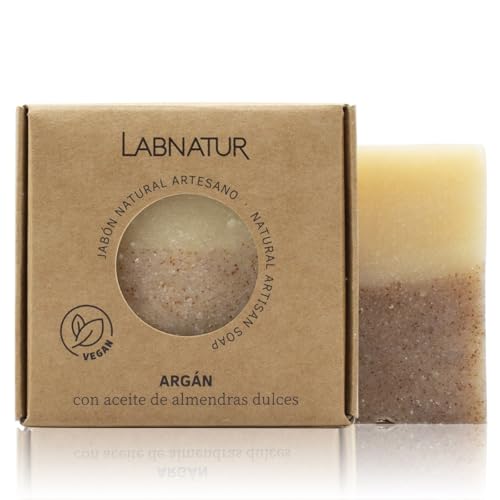 Labnatur Jabón Natural Argán Artesanal - Hidrata y Nutre - Antiarrugas - Con Aceites de Almendras, Oliva y Coco - Para Piel Seca - Vegano y Sin Aceite de Palma - Fabricado en España - 100 g