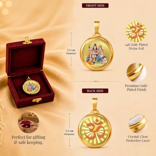 Image of DIVINITI 24K Gold Plated Double-Sided Religious Pendant with Premium Gift Box, Spiritual Locket for Men & Women, Devotional Jewellery for Gifting & Everyday Wear
