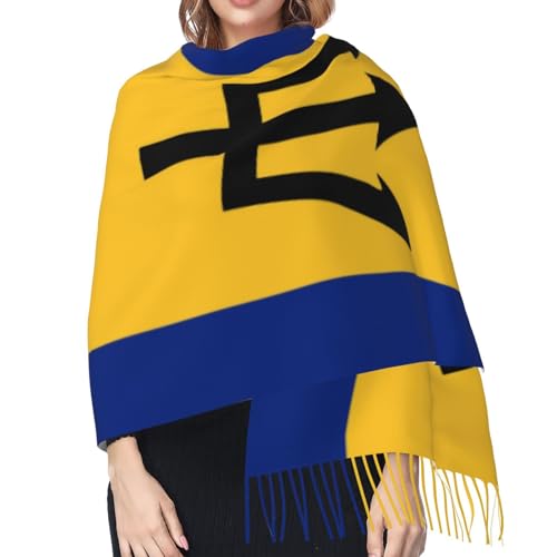 Flag Of Barbados Women'S Scarf Fashion Long Blanket Scarf Winter Warm Scarf Shawl Wrap With Tassel 77'' X 27''4