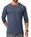 Askdeer Mens Cotton Shirts Long Sleeve Casual T-Shirts Crew Neck Soft Shirts Navy Blue