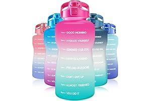 EYQ 1 Gallon Timed Water Bottle with Removable Straw