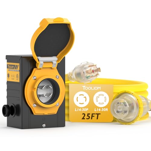 TOOLIOM 4 Prong 30 Amp Generator Cord 25FT and 30 Amp Power Inlet...