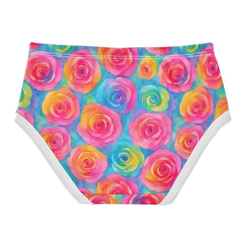 Joisal Vibrant Roses Pink Teal Girl Panties Cute Toddler Underwear Floral Cotton Designer Briefs Kids Undies 2t2