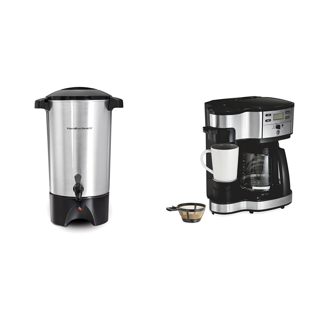 Amazon.com: Hamilton Beach 45 Cup Coffee Urn and Hot Beverage Dispenser,  Silver & 2-Way 12 Cup Programmable Drip Coffee Maker & Single Serve  Machine, Glass Carafe: Home & Kitchen