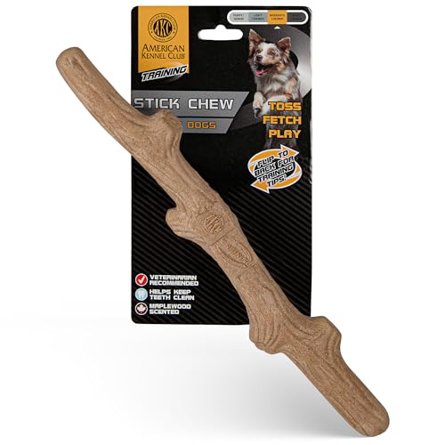American Kennel Club Training Dog Chew Toy TPR Wood Stick Dog Toy Durable Dog Toy for Moderate Chewers Maplewood Scented for Long-Lasting Engagement Supports Dental Health