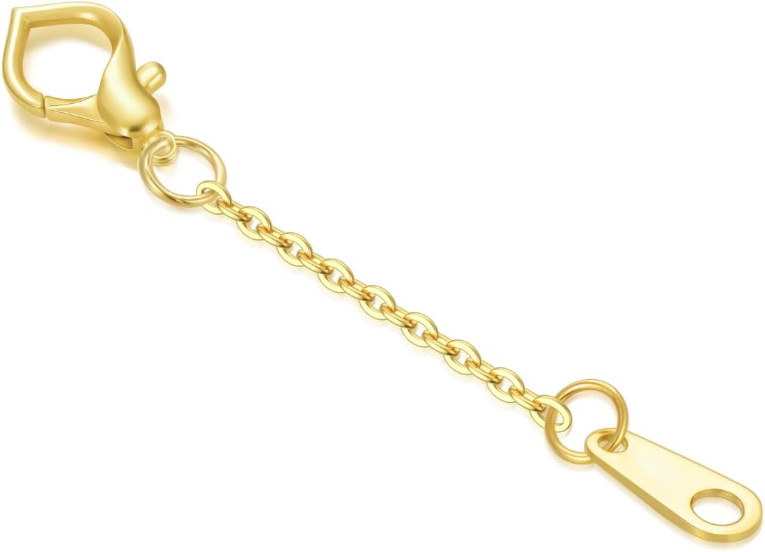 14K Gold 1"/2"/3" Necklace Bracelet Extender Chain with Different Clasp, Necklace Extender Gold 14K, Durable Removable Gold Chain Extender, Bracelet Extender 14K Gold, Gold Extension Chain for Necklace Anklet