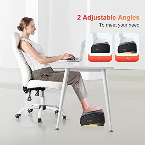 COMFIER Fußstütze Schreibtisch,2 einstellbare Temperaturen (max. 60°C), Ergonomische Fußablage Schreibtisch, 2 einstellbare Höhen, für Büro/Haushalt