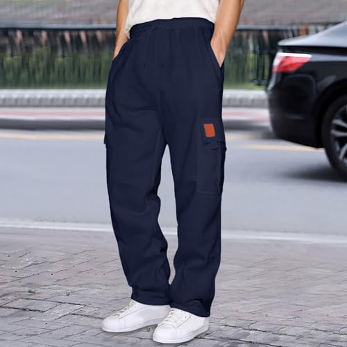 Cargo Pants for Men Casual Drawstring Waist Sweatpants Lightweight Baggy y2k Streetwear with Multi Pockets2