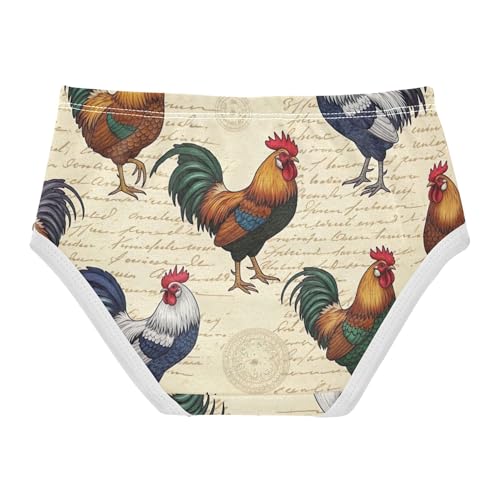 Colorful Vintage Cartoon Roosters Panties Little Girl Toddler Girls Underwear Cotton Animal Undies Kids Briefs 2t2