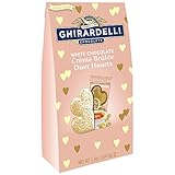 GHIRARDELLI White Chocolate Creme Brulee Duet Hearts, Chocolate Hearts for Valentines, 5.8 OZ Bag