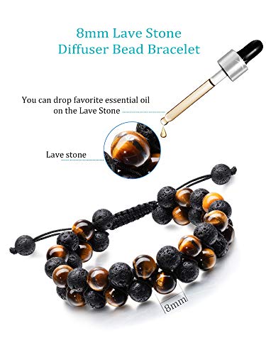 Tatuo 4 Pcs 8mm Natural Lava Rock Bracelet for Men Aromatherapy Essential Oil Diffuser Bracelet Stone Anxiety Beads Bracelets - Image 3