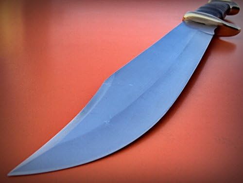 Miniatura 7 de Poshland REG-HKC-134 Cuchillo de caza hecho a mano de acero de alto carbono de 16.6 pulgadas, hermoso mango de hoja de cuero con refuerzo de latón