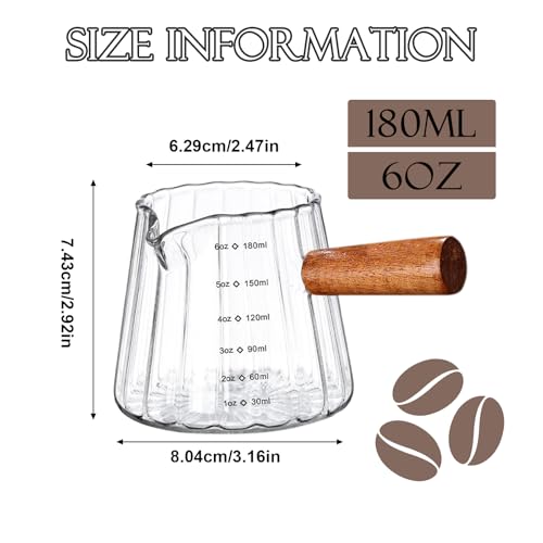 Vaso medidor espresso con mango de madera 6 oz miniatura 2