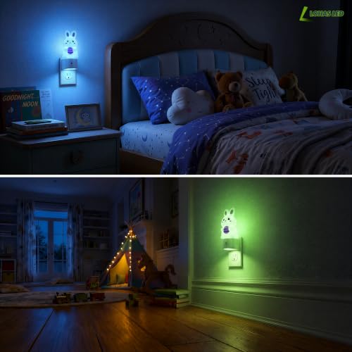 Image of L LOHAS LED Night Light for Kids,Dusk to Dawn Sensor,3D Cute Rabbit | Kids Night Light,Night Lights,RGB+Soft White 3000K,Bunny Night Light,Birthday Gift Nightlight for Kids, Room Decor