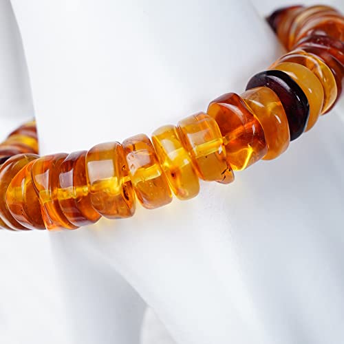 Genuine Raw Baltic Amber Bracelet For Aldults (Women/Men), 100% Polished Certified Natural Gemstone Beads, Real Baroque Handmade Jewelry For Immune System, Relief Sleep, Hot Flashes, Arthritis, Anxiety, Pain-Merpoccli #TOP3