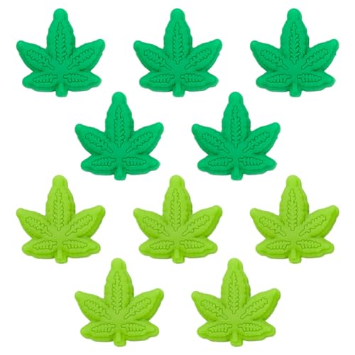 GOMAKERER 24 Pcs Silicone Maple Beads, 2 Colors Plant Pot Bead Rubber Flat Loose Spacer Beads for Beaded Pen Keychain Phone Strap Jewelry Making DIY Lanyard Making