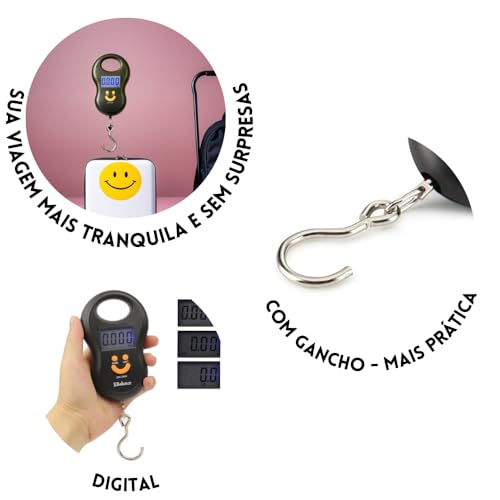 Balança De Mala Viagem Bagagem Pesca Peixe Gancho Mão Dedo Digital Avião Sortido 50 Kg