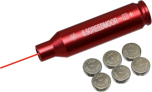 MAYMOC 6.5CREEDMOOR Bore Sight Laser Red Dot Cartridge Laser bore Sighter with 2 Sets of Batteries