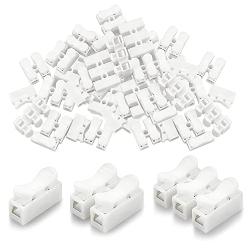 100pcs Spring Wire Connectors, Cable Clamp Self-Locking Wire Joiners, Electrical No Solding Quick Wiring Strips Block Terminals Connector, for LED Strip Light Wire Connecting（White, CH1,CH2,CH3）