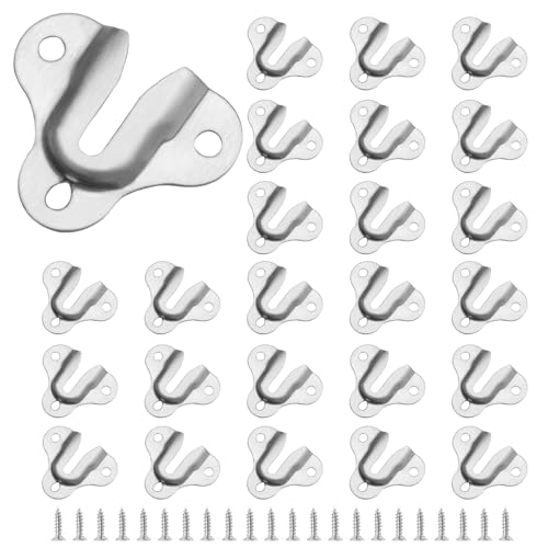 Image of Murtenze 20PCS Brushed Silver Keyhole Hangers Buckle Type Picture Hanger, Single Keyhole Hanging Plate Mirror Picture Frame Hangers Kit for Wall Mounting Coat Rack, Mug, Wooden Board