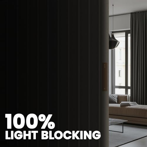 Image of 100% Blackout Room Divider Curtains Screen Partitions, Blackout Sound Reducing Divider Room Panel for Doorway Glass Window Sliding Door Patio(Cream White, W180 x L84, 1 Pack)