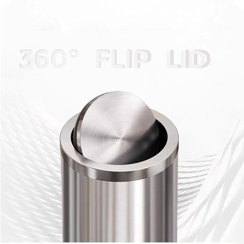 Image of 7L /1.8GAL Stainless Steel Trash can,Bathroom Trash can with lid,Small Trash Can with Flipping Lid, Mini Garbage cans for Kitchen,Living Room. Metallic Gold (7L-Silver)