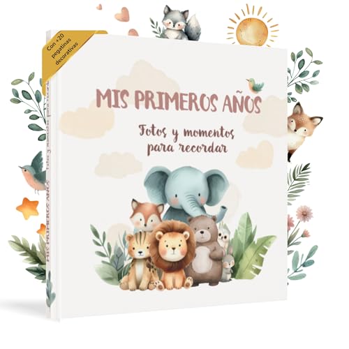 HUBORNS Livro de nascimento e lembranças do bebé até aos 5 anos, álbum de fotos e diário infantil, presente original para recém-nascidos, chá de bebé e pais pela primeira vez