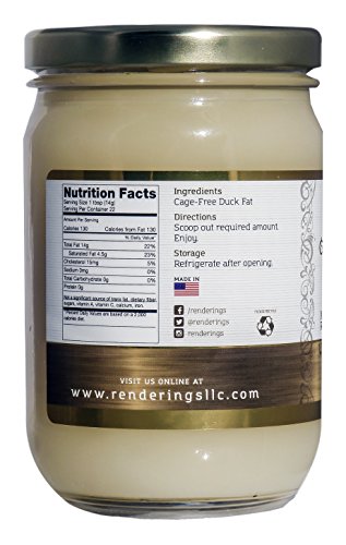 Rendering's Duck Fat - Pasture Raised - Cage Free - Completely Pure - No Added Ingredients - Cooking, Baking and Frying, 11 oz Jar - Thumbnail 3