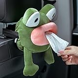 FQQWEE Soft Plush Tissue Holder Hanging Tissue Box Cover Organizer Portable Cartoon Animal Napkin Tissue Box Case Holder for Car Cute Frog Shaped Tissue Holder Box Decor(Green Frog)